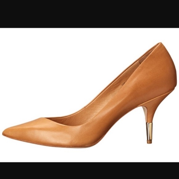 Rachel Zoe Shoes - Rachel Zoe Eloise Natural Calf Tan Gold Tip Heels